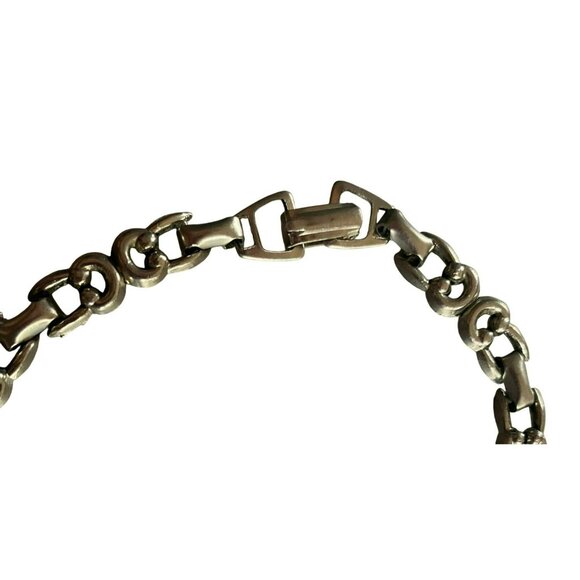 Vintage Unique Heavy Silver tone Chain-Link Necklace With Ornate Centerpiece 18 - Picture 4 of 6